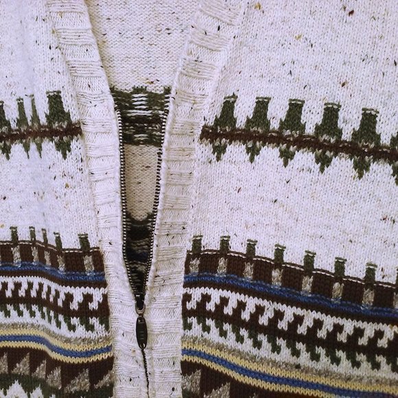 Vintage Liz Claiborne Lizwear Cardigan Sweater -M Pockets Zip Aztec Fair Isle - Picture 6 of 10